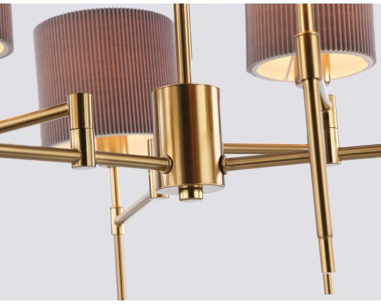  Люстра на штанге с абажурами LH72381/6 BS/GR латунь/серый E14*6 max 40W D690*705