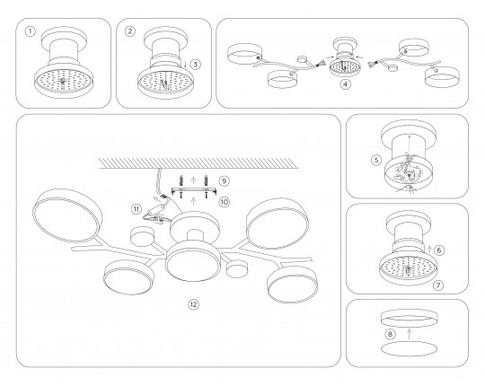  Подвесной светодиодный светильник с пультом FL4835/5 BK черный 3000K-6400K 70W 830*400*160 (ПДУ ИК)