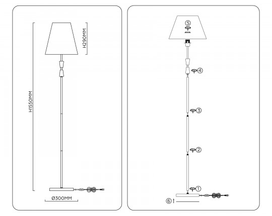  Напольный светильник с абажуром LH75059 BS/GN латунь/зеленый E27 max 60W D300*1550