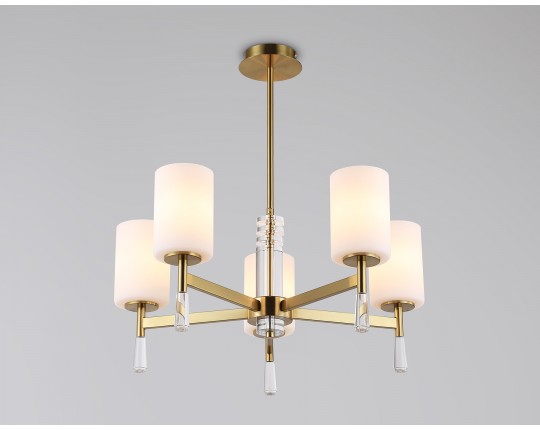  Люстра со стеклянными плафонами на штанге LH56261/5 BS/FR латунь/белый матовый E27/5 max 60W D600*590