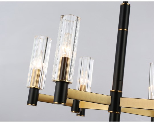  Люстра на штанге LH55511/6 BK/BS/CL черный/латунь/прозрачный E14*6 max 40W D570*760