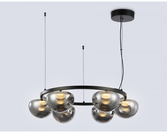  Подвесной светодиодный светильник LH12003/6 BK/GD/SM черный/золото/дымчатый 36W 3000K D760*175