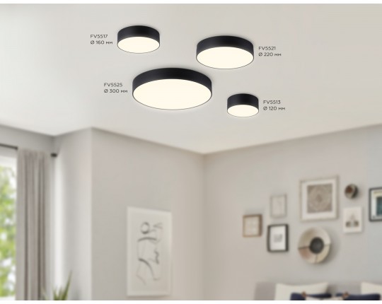 Светильник светодиодный потолочный FV5521 BK черный LED 26W 3000K D220*58 (Без ПДУ)