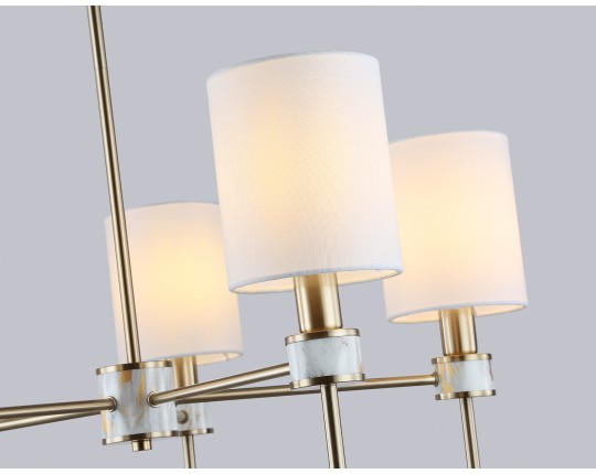  Люстра с абажурами на штанге LH72371/5 DBS/WH темная латунь/белый E14/5 max 40W D680*720