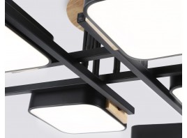  Люстра светодиодная на штанге FL4890/8 BK/WD черный/дерево 144W 3000-6000K 960*960*160 (без ПДУ)