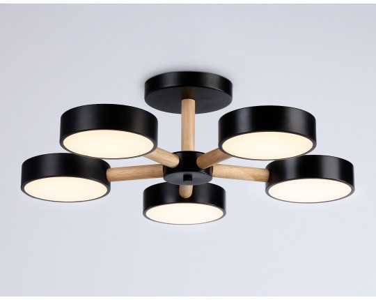  Подвесной светодиодный светильник с пультом FL4828/5 BK черный 3000K-6400K 65W D580*160 (ПДУ ИК)