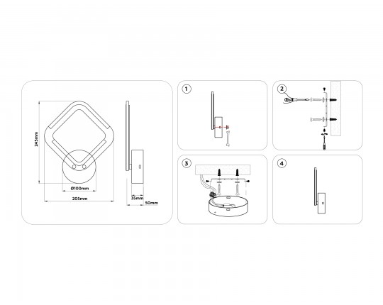  Светильник светодиодный настенный FA8951 WH белый 10W 3000-6000K 245*205*50
