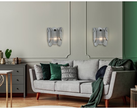  Настенный светильник LH31207/2 SN/SM сатин никель/дымчатый E14*2 max 40W 220*150*270