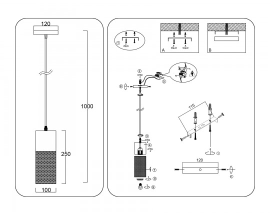  Светильник подвесной TR8498 WH/WD белый/дерево E27 max 60W D100*1000