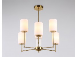  Люстра со стеклянными плафонами на штанге LH56215/6 BS/FR латунь/белый матовый E27/6 max 60W D600*600