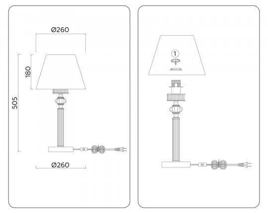  Настольная лампа с абажуром и хрусталем LH71007 BN/WH никель/белый E14 max 40W D260*505