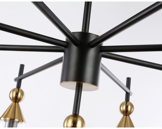  Люстра на штанге LH55258/9 BK/BS/CL черный/латунь/прозрачный E14*9 max 40W D770*530