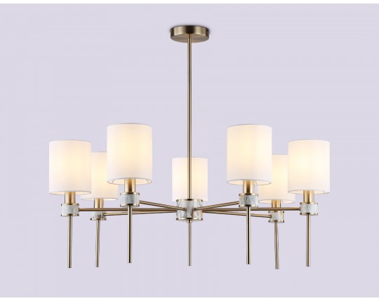  Люстра с абажурами на штанге LH72373/7 DBS/WH темная латунь/белый E14/7 max 40W D840*720