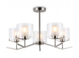  Люстра со стеклянными плафонами на штанге LH57001/5 SN/FR никель/белый матовый E14/5 max 40W D690*390