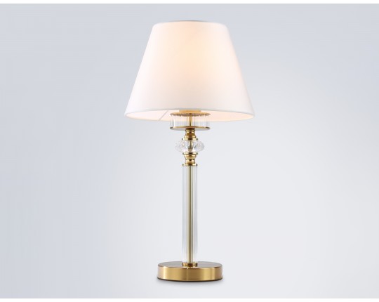  Настольная лампа с абажуром и хрусталем LH71027 BS/WH латунь/белый E27 max 60W D260*505