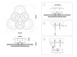  Потолочный светодиодный светильник с пультом FA8872/3+3 WH белый 3000K-6400K 63W 550*510*125 (ПДУ ИК)