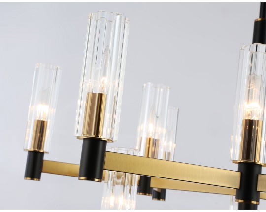  Люстра на штанге LH55515/12 BK/BS/CL черный/латунь/прозрачный E14*12 max 40W D860*905