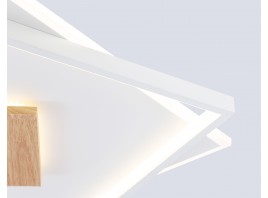  Светильник светодиодный потолочный FL4790 WH/WD белый/дерево 77W 3000-6000K 515*515*50 (без ПДУ)