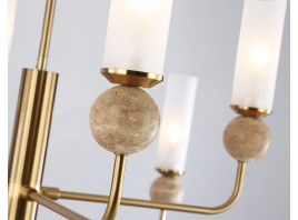  Люстра на штанге с мрамором LH53252/8 BS/FR латунь/белый матовый E14*8 max 40W D1260*1445