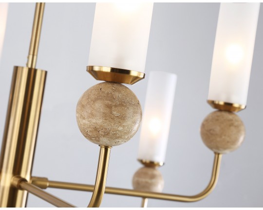  Люстра на штанге с мрамором LH53252/8 BS/FR латунь/белый матовый E14*8 max 40W D1260*1445