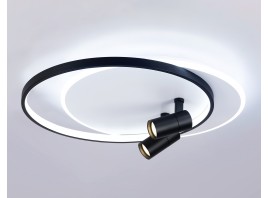  Настенно-потолочный светодиодный светильник с пультом FL51392/1+2 WH/BK белый/черный 3000K-6400K 65W 560*480*120 (ПДУ РАДИО 2.4G)