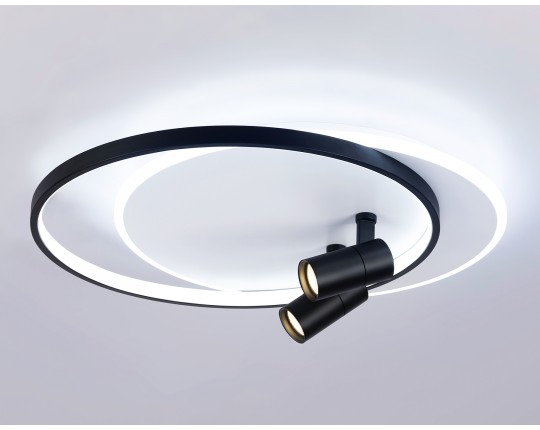  Настенно-потолочный светодиодный светильник с пультом FL51392/1+2 WH/BK белый/черный 3000K-6400K 65W 560*480*120 (ПДУ РАДИО 2.4G)