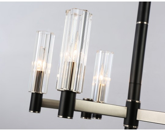  Люстра на штанге LH55501/6 SN/BK/CL сатин никель/черный/прозрачный E14*6 max 40W D570*760