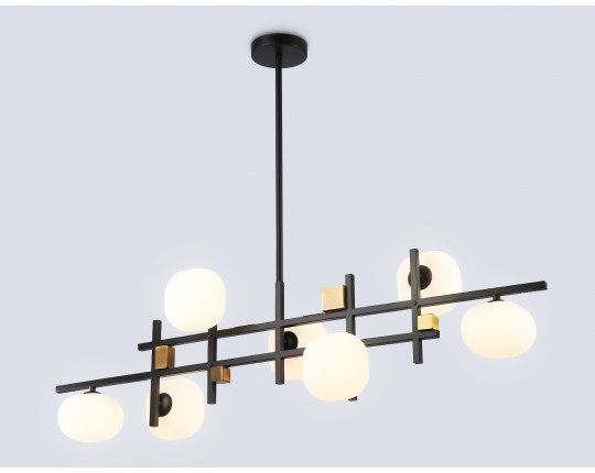  Светильник на штанге LH51017/7 BK/BS/FR черный/латунь/белый матовый G9*7 max 28W 1100*240*300