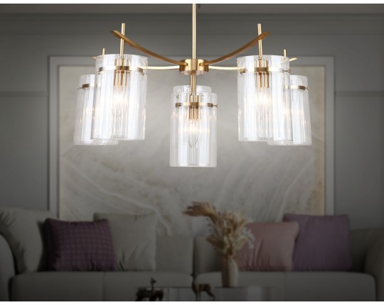  Подвесная люстра LH56031/5+1 BS/CL латунь/прозрачный E14*6 max 40W D680*1200