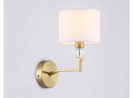  Настенный светильник с абажуром и хрусталем LH71135 BS/WH латунь/белый E14 max 40W 220*140*250