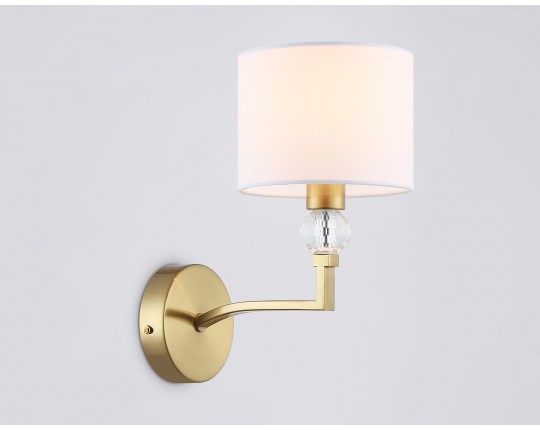  Настенный светильник с абажуром и хрусталем LH71135 BS/WH латунь/белый E14 max 40W 220*140*250