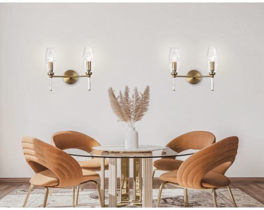  Настенный светильник LH55206/2 BS/CL латунь/прозрачный E14*2 max 40W 330*170*280