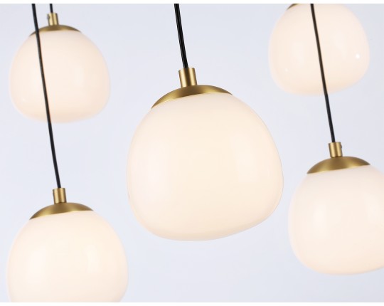  Светильник на штанге LH51001/6+3 SGD/BK/FR золотой песок/черный /белый матовый G9*9 max 28W D750*700