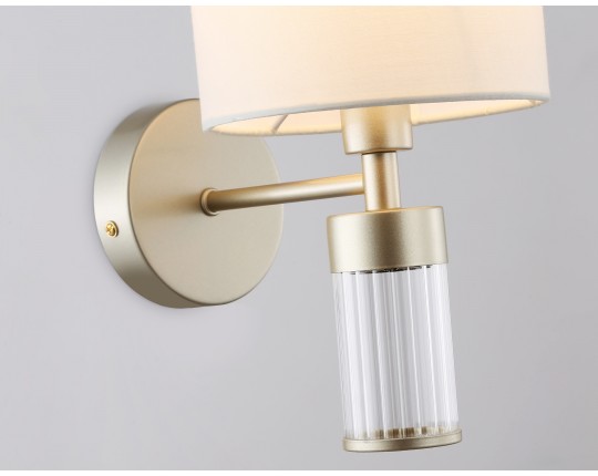  Настенный светильник с абажуром LH71305 CGD/WH золото/белый E14 max 40W 220*150*260