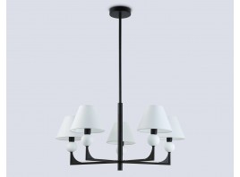  Люстра на штанге с абажурами LH75153/5 BK/FR черный/белый матовый E14*5 max 40W D730*580