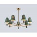  Люстра на штанге с абажурами и мрамором LH75053/7 BS/GN латунь/зеленый E14*7 max 40W D840*580