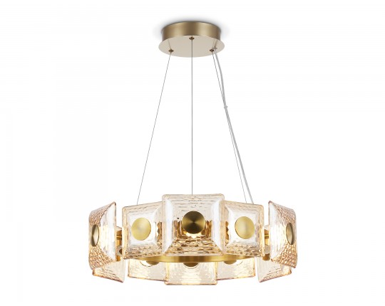  Подвесная светодиодная люстра LH31021 BS/TI латунь/янтарь 56W 3000K D570*150