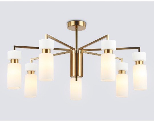  Люстра на штанге LH56126/7 BS/FR латунь/белый матовый E14*7 max 40W D705*350