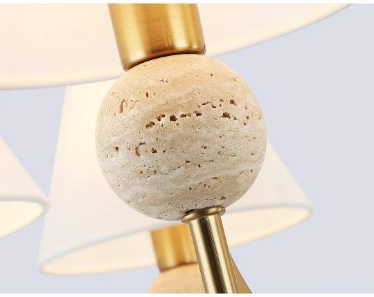  Люстра на штанге с абажурами LH75162/7 BS/FR латунь/белый матовый E14*7 max 40W D890*580