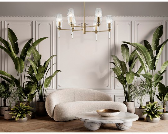  Люстра на штанге LH55201/6 BS/CL латунь/прозрачный E14*6 max 40W D660*520