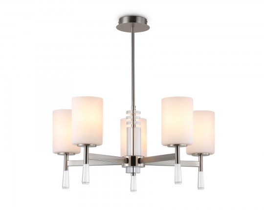  Люстра со стеклянными плафонами на штанге LH56251/5 SN/FR никель/белый матовый E27/5 max 60W D600*590