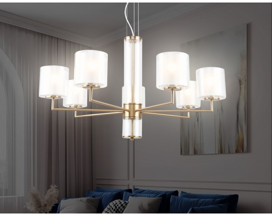  Подвесная люстра LH56013/7 BS/FR латунь/белый матовый E14*7 max 40W D790*1260