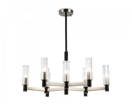  Люстра на штанге LH55503/9 SN/BK/CL сатин никель/черный/прозрачный E14*9 max 40W D760*760