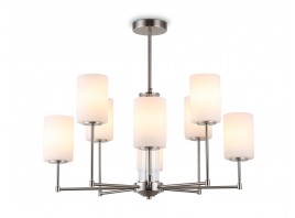  Люстра со стеклянными плафонами на штанге LH56213/8 SN/FR никель/белый матовый E27/8 max 60W D700*600