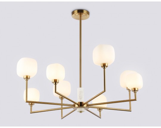  Люстра на штанге с мрамором LH53017/8 BS/FR латунь/белый матовый G9*8 max 40W D830*680