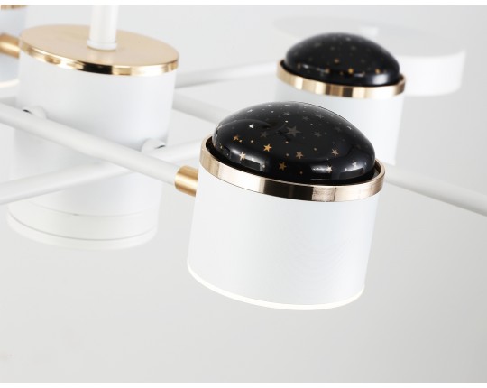  Люстра светодиодная на штанге FL51627/9+4 WH/FGD белый/золото 132W 3000-6000K D850*370 (без ПДУ)