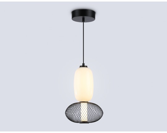  Подвесной светодиодный светильник LH11007 BK/FR черный/белый матовый 15W 3000K D220*350