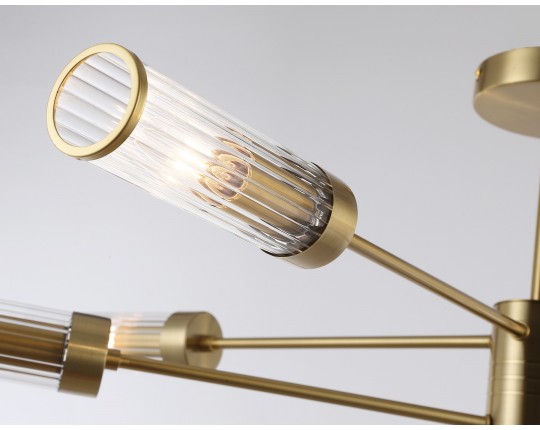  Люстра со стеклянными плафонами на штанге LH55162/8 BS/CL латунь/прозрачный E14/8 max 40W D930*330