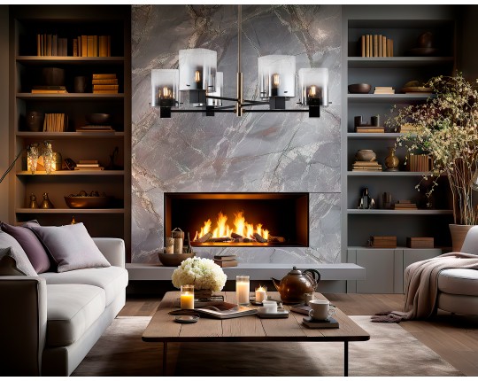  Подвесная люстра LH57041/6 BK/DBS/SM черный/темная латунь/дымчатый E14/6 max 40W D690*690