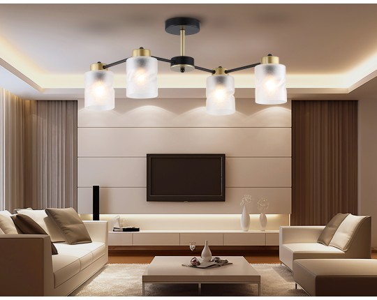  Люстра на штанге со стеклянными плафонами TR303324/4 BK/GD черный/золото E27/4 max 60W 650*290*270